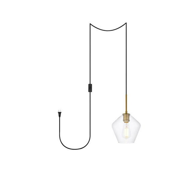 Living District LDPG2256BR Pendentif Plug-In en Laiton Clair et Verre Clair Gene 1 Light