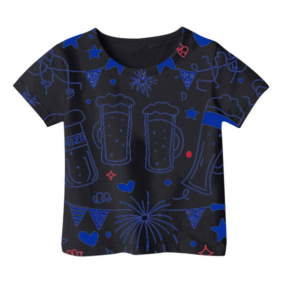 XUELUO Toddler Girls Tops & T-Shirts Summer Cartoon Print Round Neck Short Sleeve Loose Casual Outdoor Sports Comfortable Pullover T-Shirts Daily-Wear,Black,2-3 Years