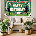 thumbnail image 5 of Soccer Themed Birthday Banner with Colorful Dots and Flags Background Party Decoration for Photography Props Birthday Party Supplies Backdrop Decor, 5 of 7