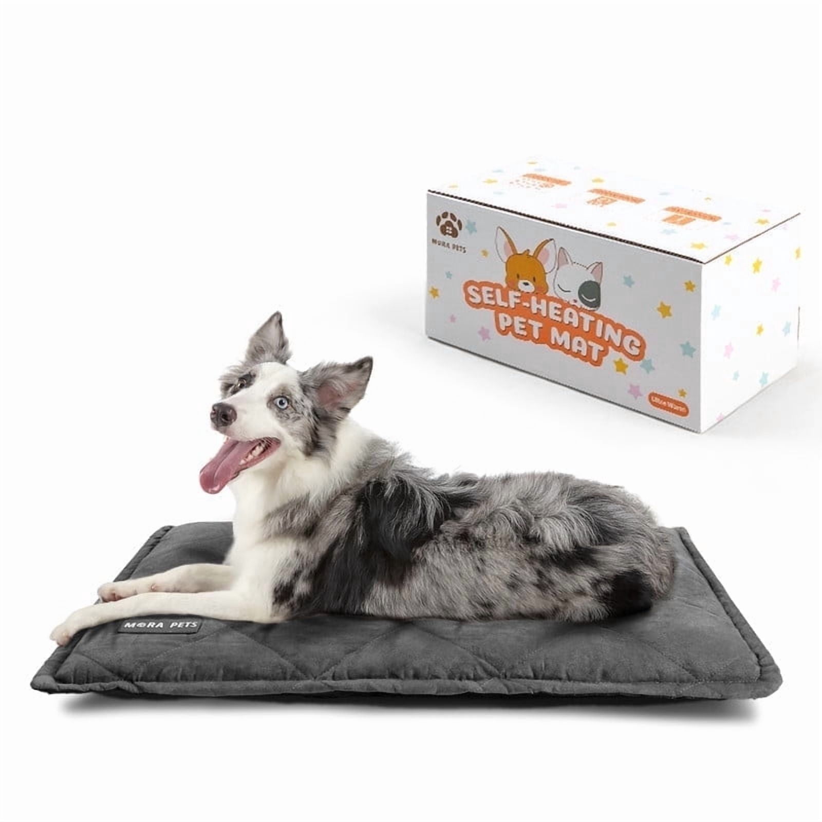 Self Warming Cat Bed Washable Cover And Non Slip Bottom Self Heating Pet Pad for Medium Large dogs, Gray, 36inch