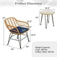 thumbnail image 4 of Costway 3PCS Patio Rattan Bistro Furniture Set Cushioned Chair Table Navy, 4 of 12