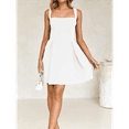 thumbnail image 5 of Womens 2025 Mini Sleeveless Dress Backless Tie Square Neck Short Party Dress Cream White S, 5 of 7