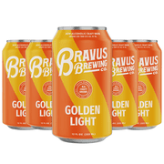 Bravus Golden Light Non-Alcoholic Ale Craft Brew 5 Pack - Crisp, Clean and Approachable - Vegan Friendly - 65 Calories - 12oz Cans