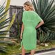thumbnail image 4 of Mujer Bikini Coverup cuello en V manga corta abertura lateral ahuecado traje de baño que cubre vestido verde tamaño libre, 4 of 6