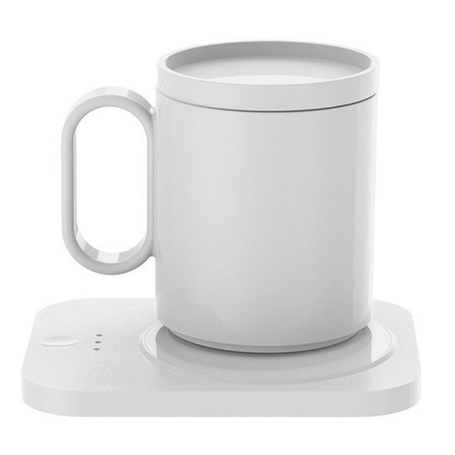 Smart Warming Cup Pad with Ceramic Mug 3 Temp USB Coffee Warmer Leakproof T Ouch Control 15W Fast Heating Desk Mat O Ffice/Home (Black/White) HC 804