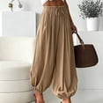 thumbnail image 2 of Gaukiv Womens Balloon Pants Cinched Cuff Wide Leg Trousers Khaki S, 2 of 4
