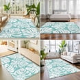thumbnail image 4 of 3'x5' Area Rugs, Teal Green Monstera Deliciosa Indoor Outdoor Area Rug for Living Room Bedroom, Summer Botanical Tropical Washable Bathroom Rugs Kitchen Floor Carpet Mats Home Decor Aesthetic, 4 of 8
