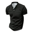 thumbnail image 4 of Beugl Mens Shirts Clearance, Men's Fashion Spring and Summer Buttons Casual Short Sleeve Lapel Neck Shirt Solid Color Tops Golf Shirts for Men, Polo Shirts for Men Black S, 4 of 4