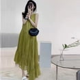 thumbnail image 3 of Vestidos largos asimétricos estilo bohemio sueltos sin mangas verdes para mujer verano, 3 of 4