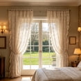 thumbnail image 5 of PYURTEP Vintage Lace Curtains 78 Inches Long, Floral Pattern Semi Blackout Sheer Curtains, Ruffled Edge Grommet Window Drapes for Living Room Bedroom, 5 of 7