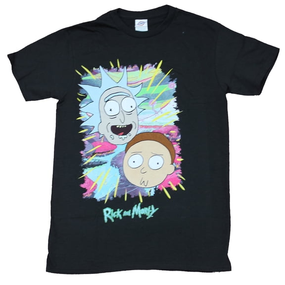 Rick & Morty Mens T-Shirt - Colorful Trippy Floating Heads Image (3X-Large)