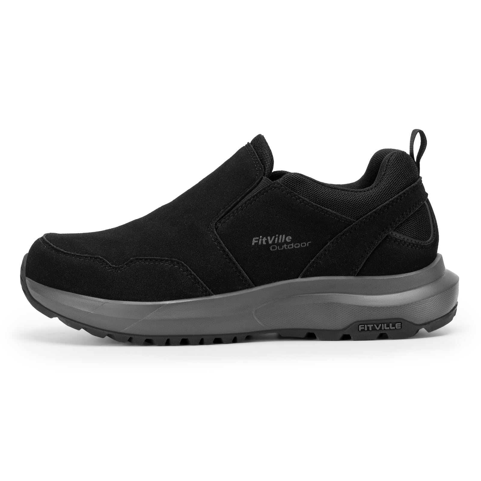 FitVille Mens Wide Hiking Shoes Slip on Outdoor Walking Shoes Mountain Sneaker Loafers