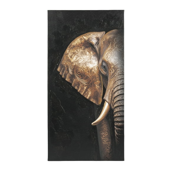 DesignOvation Midnight Mandala Zen Peaceful Elephant 30.5cm x 60.9cm Canvas Art Print by The Creative Bunch Studio