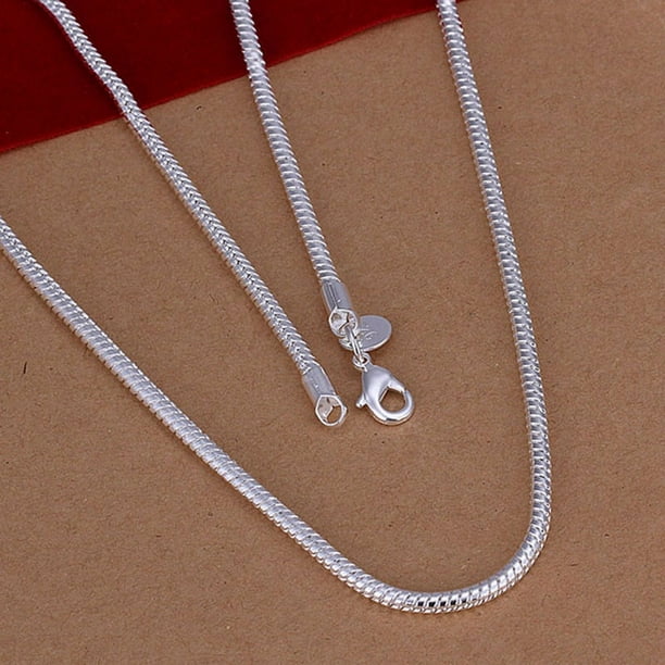 Collar de Hueso de Serpiente de 3 mm de Plata Fina Zhivalor Collar de Hombre Chapado en Plata 925