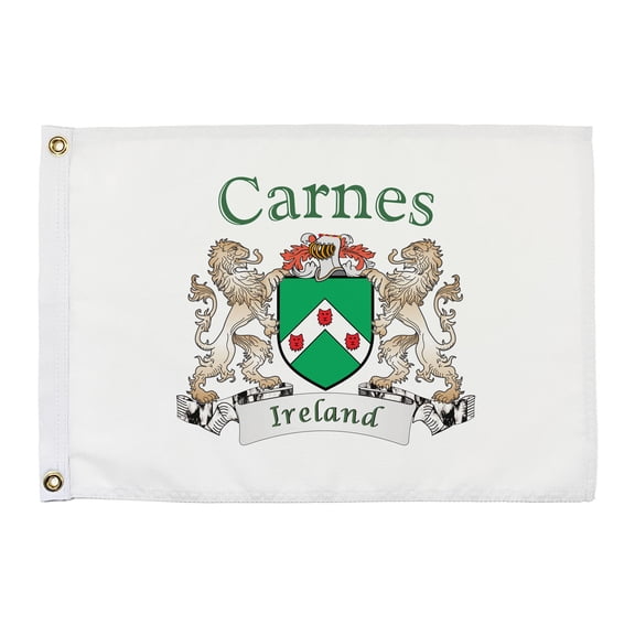 Carnes Irish Coat of Arms Small White Flag - 16"x10.5" inches