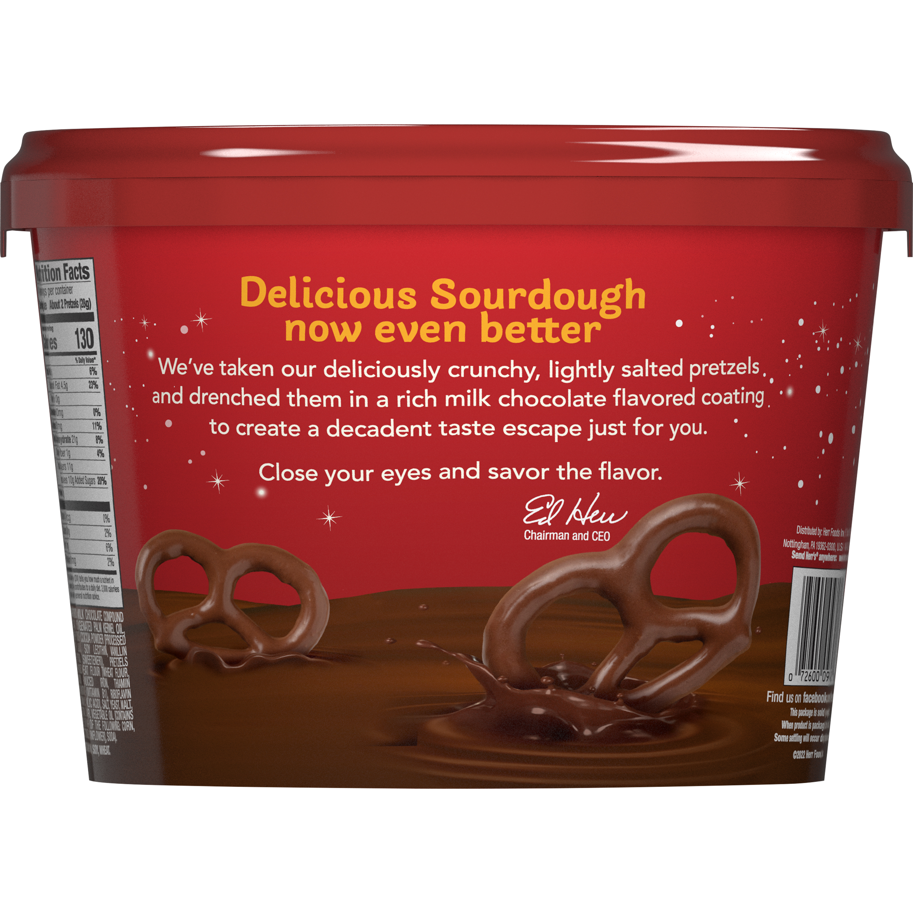 (5 pack) Herr's Milk Chocolate Coated Sourdough Pretzels, 14 oz.