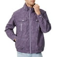 thumbnail image 2 of YLSDY Men's Stand Collar Leather Jacket Motorcycle Lightweight Faux Leather Outwear Full Zip Up Vintage PU Coat with Pockets Purple XXXL, 2 of 6
