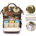thumbnail image 2 of Mochila de pañales para papá, lona impermeable, estampado camuflaje, bolsa mamá cuidado bebés y viajes (jungla), 2 of 3