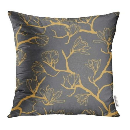 Magnolia Silhouette (ARHOME Black Simple Magnolia Flower Pattern Delicate Floral Spring Leaf Silhouette Pillowcase Cushion Cases 16x16)