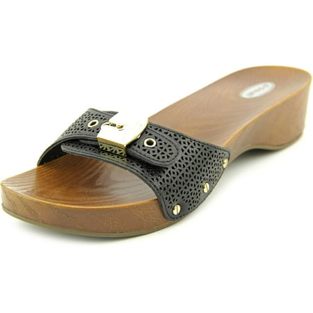 Dr. Scholl's Classic Women Open Toe Leather Black Slides Sandal ...