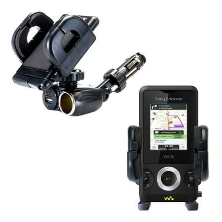 Dual USB / 12V Charger Car Cigarette Lighter Mount and Holder for the Sony Ericsson W205 / W205a