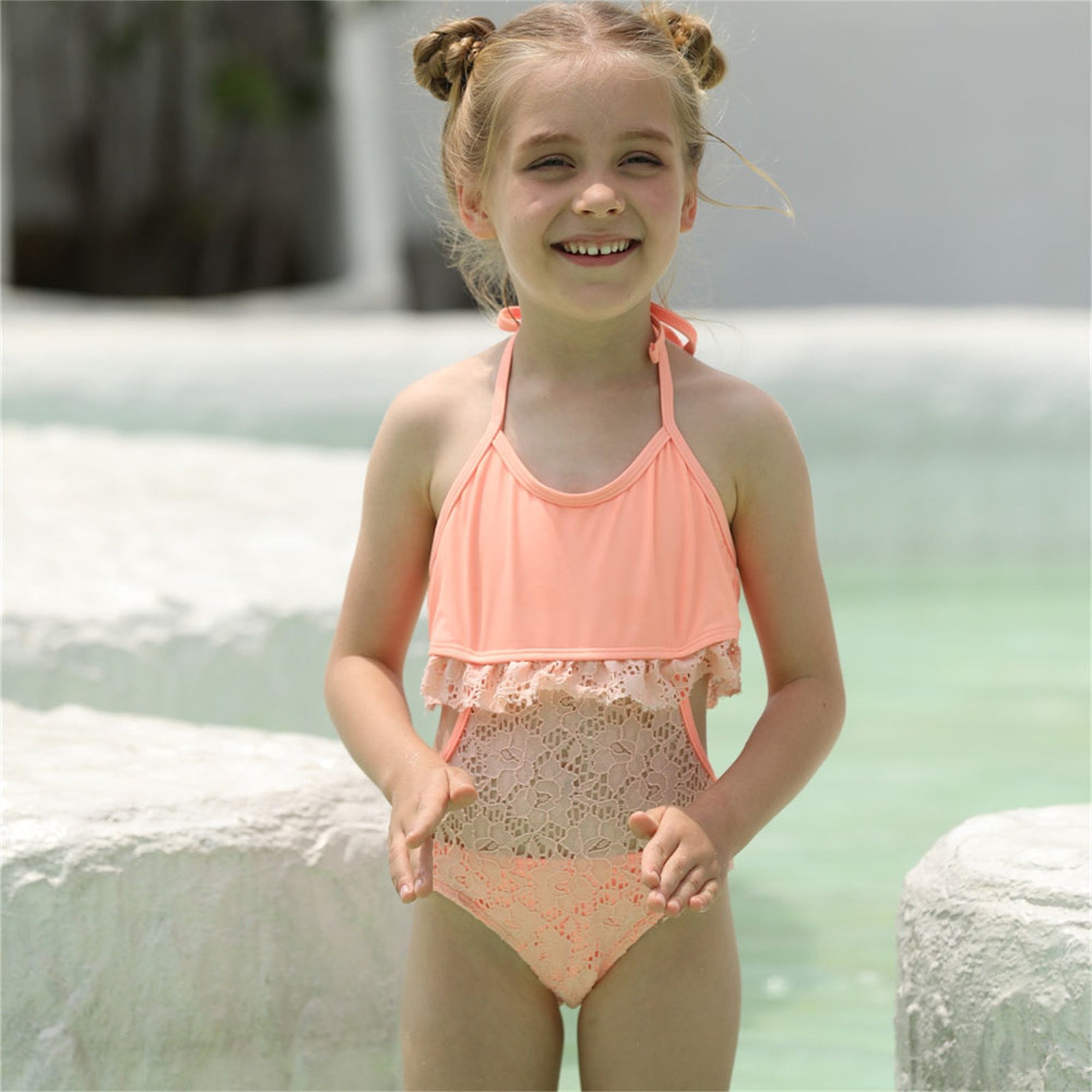 Girls pink swimsuit outlet
