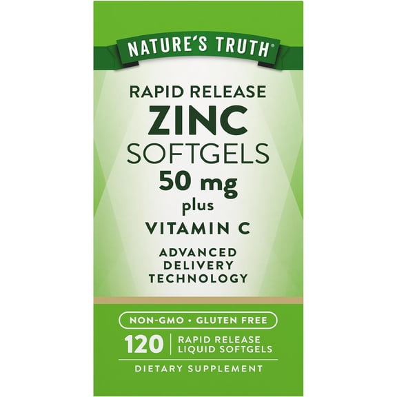 Zinc with Vitamin C | 50mg | 120 Softgels | For Men and Women | by Nature's Truth