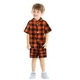 thumbnail image 3 of Kids Plaid Pajamas Sets Short Sleeve Cotton Pajamas Button Down Pajamas Toddler Plaid Shirt with Shorts Baby Boy Pjs 6-9 Months, 3 of 5