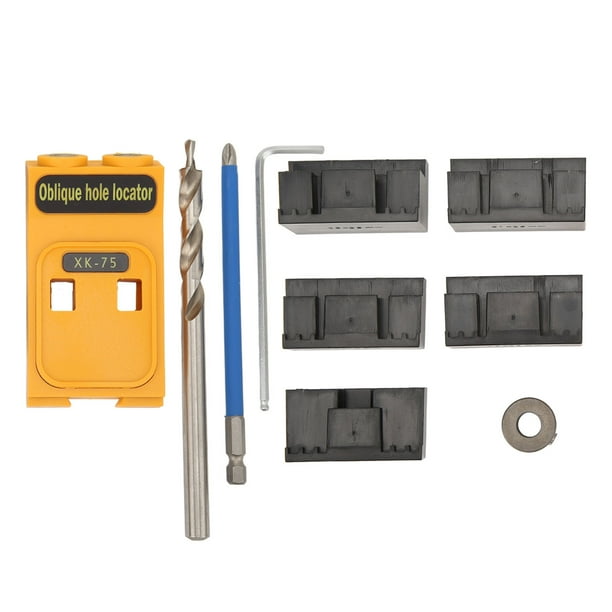 Kit de plantilla para agujeros de bolsillo, sistema de plantilla para madera de 2 agujeros, minijuego de herramientas de carpintería para proyectos de bricolaje.