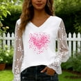 thumbnail image 4 of 2026 Valentines Tops for Women Elegant V-Neck Lace Insert Blouse Long Sleeve Floral Valentines Print Outfits Delicate Romance Clothing Cute Shirts, 4 of 6
