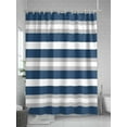 thumbnail image 5 of Fsddascl Navy Blue Grey Stripe Shower Curtain Set - Standard 72" x 72" Bathtub Curtain with 12 Hooks, Minimalist Farmhouse Striped Waterproof Fabric Stall Shower Curtains for Bathroom/Bathtub, 5 of 6