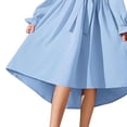 thumbnail image 4 of Fesfesfes Girls Long Sleeve Party Dress With Belt Elegant Pleated Flowy Formal Gown For Special Occasion Birthday Celebration Holiday Outfit(Light Blue,12-13 Years), 4 of 5