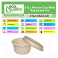 thumbnail image 2 of 2 Oz Compostable Souffle Portion Cups with Fiber Lids - Condiment Paper Sample Cup with Lid Sugarcane Bagasse, Biodegradable Great For Sauces, Condiments, Slime, Jello Shot, Food Storage (1000), 2 of 7