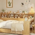 thumbnail image 4 of Natural Wood Twin Daybed w/ Storage, Desk, & Shelves - Space-Saving Bedroom Furniture. MDF/Pine Frame, 91"L, Natural Finish. Perfect for Study or Small Spaces., 4 of 19