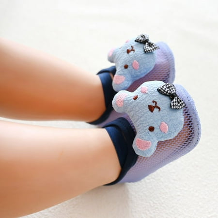 

Gubotare Baby Booties Baby Booties for Boys Girls with Soft Lining Non Slip Gripper Slipper Socks Toddler First Walker Crib Shoes Blue 12 Months