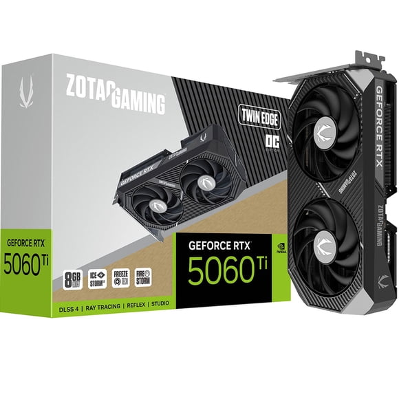 Tarjeta de Video ZOTAC GAMING GeForce RTX 5060 Ti Twin Edge OC 8GB GDDR7 ZT-B50610H-10M 2 Fan DLSS 4 PCI Express 5.0 IA