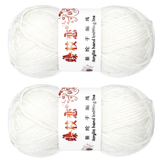 Uxcell 2Pcs Hilo de Ganchillo Blanco 4 Ply Hilo Acrílico 100g 197 Yardas