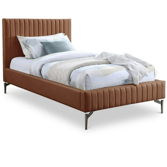 Meridian Furniture Gallo Cognac Vegan Leather Twin Bed