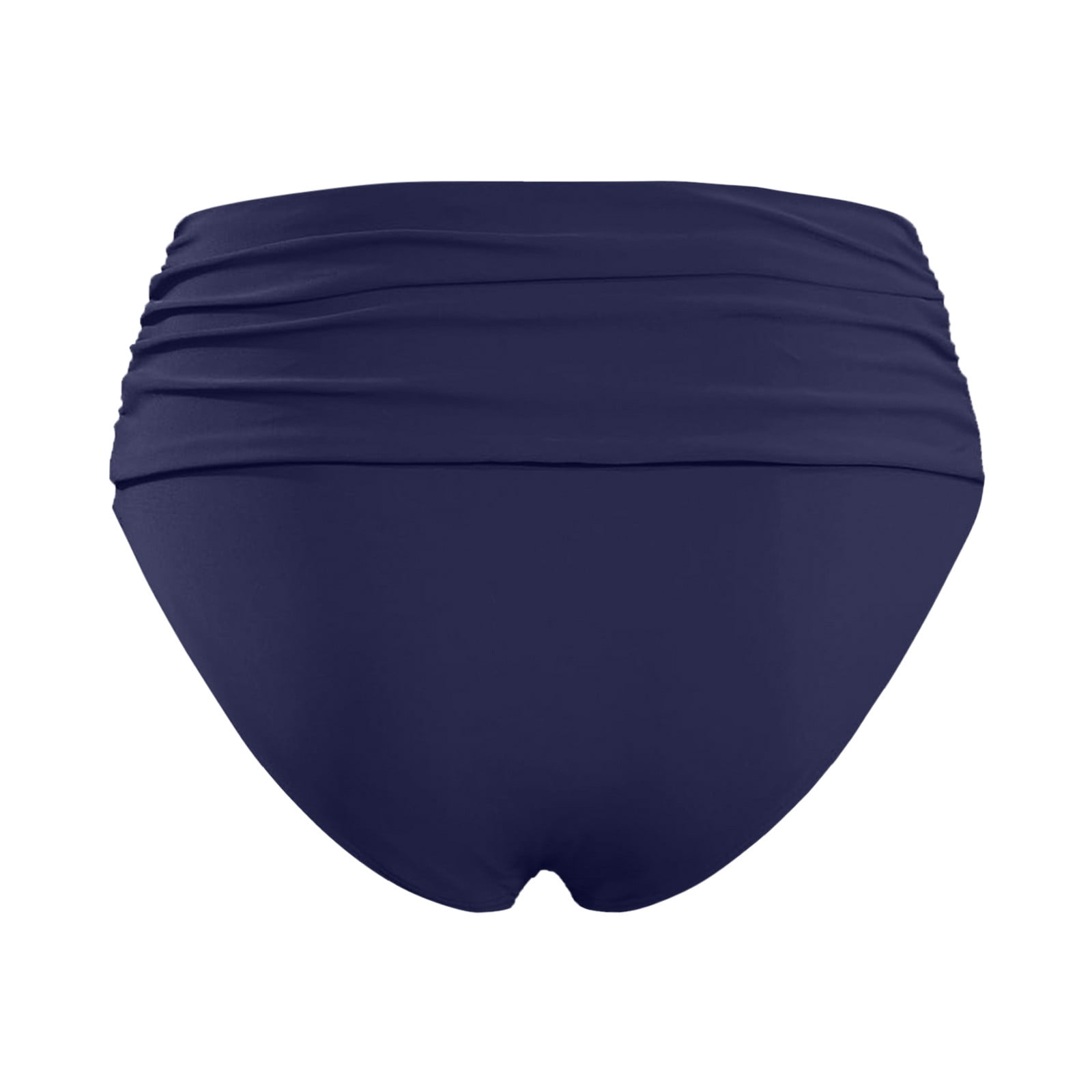 High Waisted Bikini Bottoms for Women 2 Packs Tummy Control Ruched Swim Bottoms Full Coverage Swimsuit Bottoms Bathing Suits Dark Blue Black L