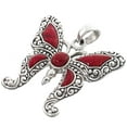 thumbnail image 2 of Butterfly In Red Sponge Coral 925 Sterling Silver Pendant, 1 1/4", 2 of 4