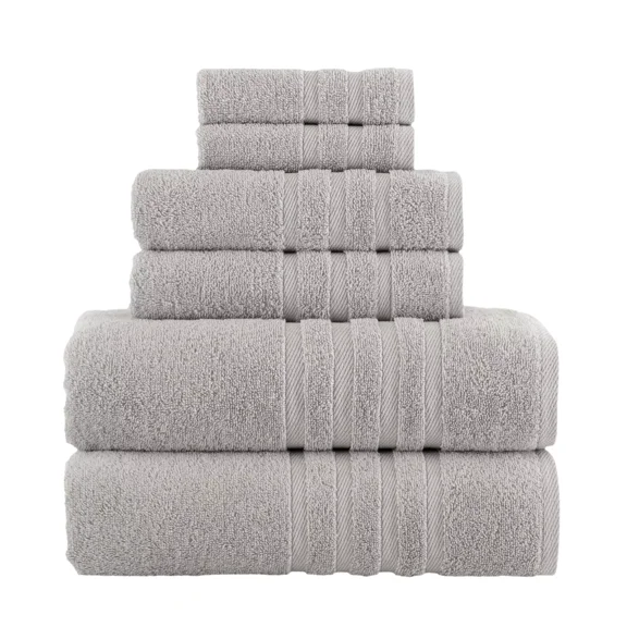 Huba Homes Rosyn Hotel and Spa Quality 6 Piece Bath Towel Set 100% Turkish Cotton Soft Gray