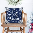 thumbnail image 2 of Let It Snow Blue Throw Pillow Covers Christmas Xmas Snowflake Outdoor Decor Cotton Linen Pillow Cases Cushion Cover Square Winter Pillow Sham for Sofa Couch 18x18 Inch(Let it Snow), 2 of 5