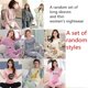 thumbnail image 1 of Conjunto de pijama con estampado de dibujos animados para mujer, ropa de dormir de manga larga con cuello redondo, estilo coreano, cómoda y elegante, suave y dulce, 1 of 4
