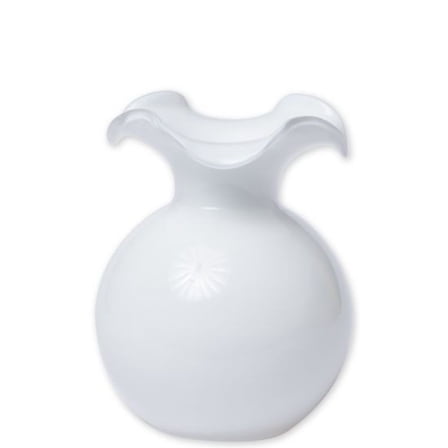 Vietri Hibiscus Glass White Small Fluted Vase