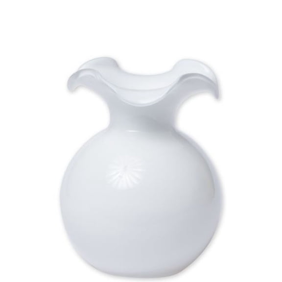 Vietri Hibiscus Glass White Small Fluted Vase