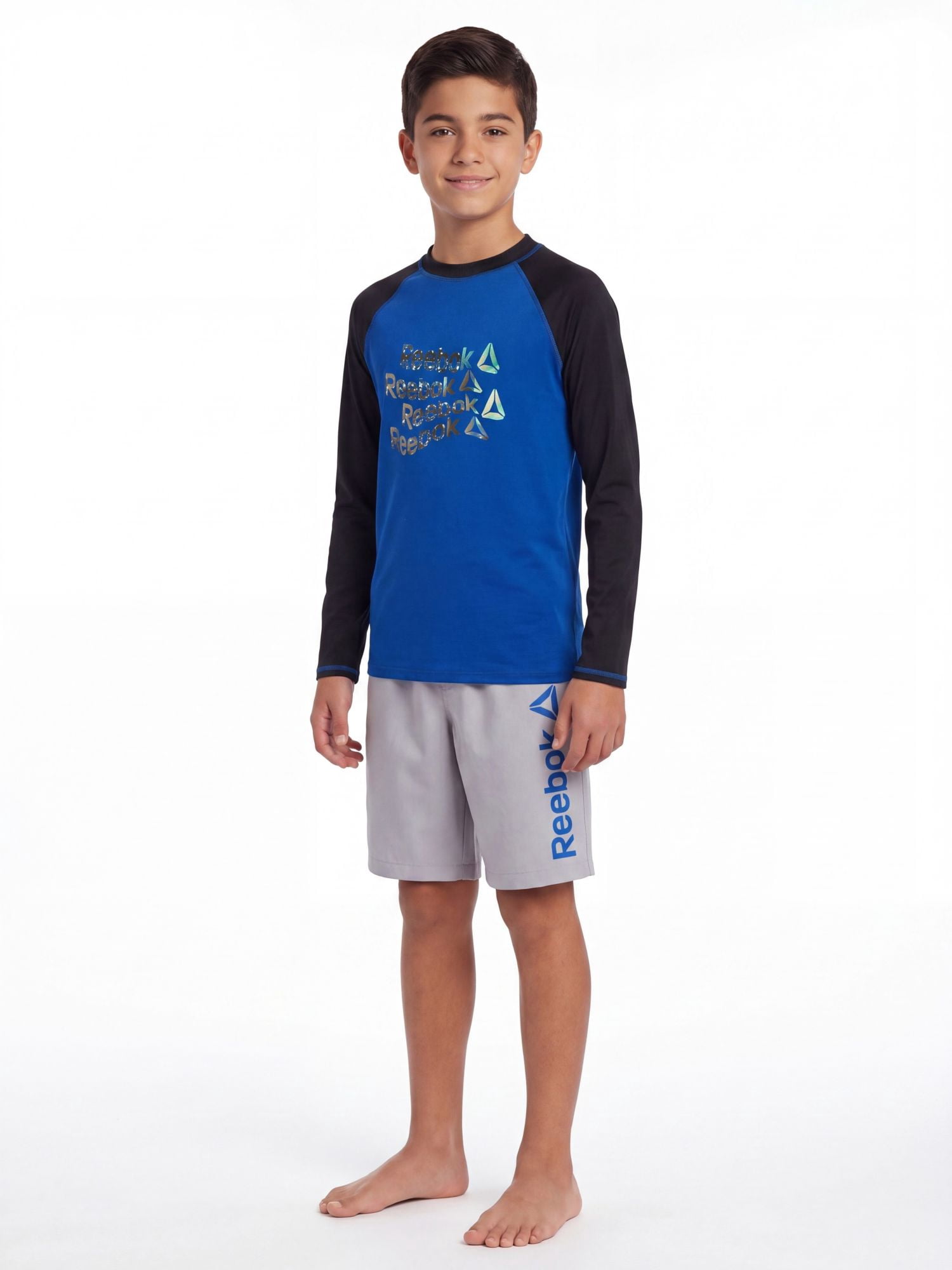 Reebok Boys Long Sleeve Rashguard with UPF 50+ Protection, Sizes 4-18