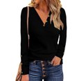 thumbnail image 3 of Camiseta De Manga Larga Acanalada,Túnica Con Cuello En V Para Mujer Tops Túnica Con Cuello En V Blusa De Manga Larga Rendimiento Probado, 3 of 6