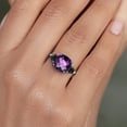 thumbnail image 4 of Gem Stone King 10K White Gold Purple Amethyst and Black Onyx Engagement Ring for Women | 3.72 Cttw | Cushion Checkerboard 10MM | Gemstone February Birthstone | Size 8, 4 of 6