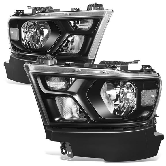 DNA Motoring For 19-24 Dodge Ram 1500 OE Style Black Clear Corner Headlight Lamps Pair Replacement