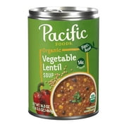 Pacific Foods Organic Vegetable Lentil Soup, Plant Based, 16.3 oz Can